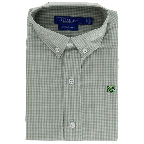 J Bailey Roscoe Button Down-Celery Microcheck
