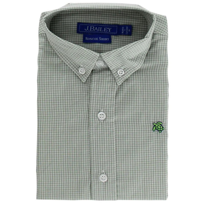 J Bailey Roscoe Button Down-Celery Microcheck
