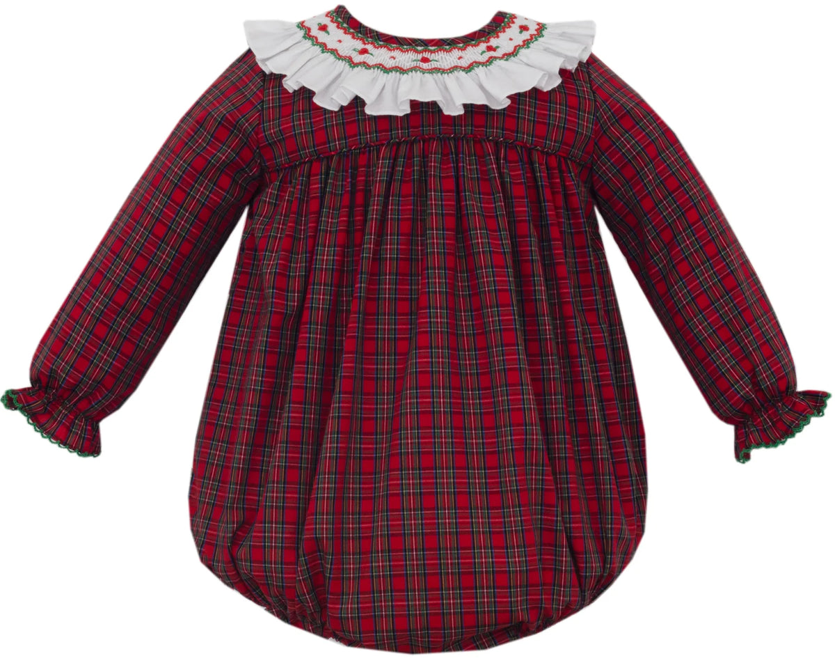 Catherine Plaid Girls L/S Smocked Collar Bubble
