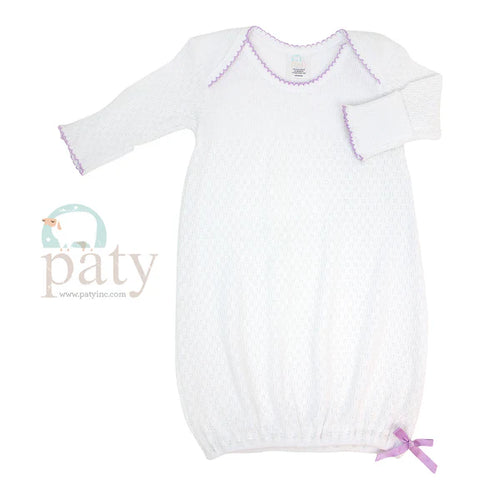 Paty Inc White/Lavender Lap Shoulder Gown