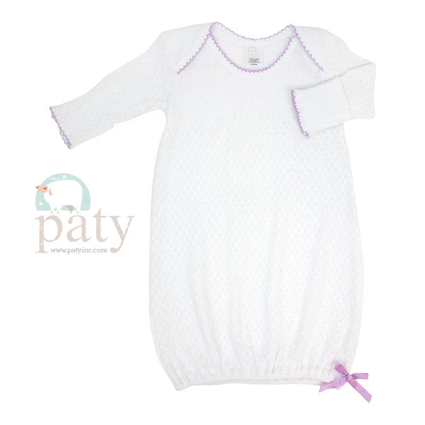Paty Inc White/Lavender Lap Shoulder Gown