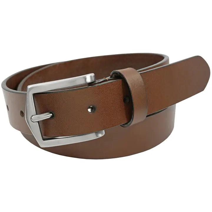 Florsheim Brown Leather Belt w/ Nickle Buckle