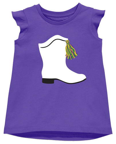 Azarha Mardi Gras Sequin White Boot Ruffle Shirt