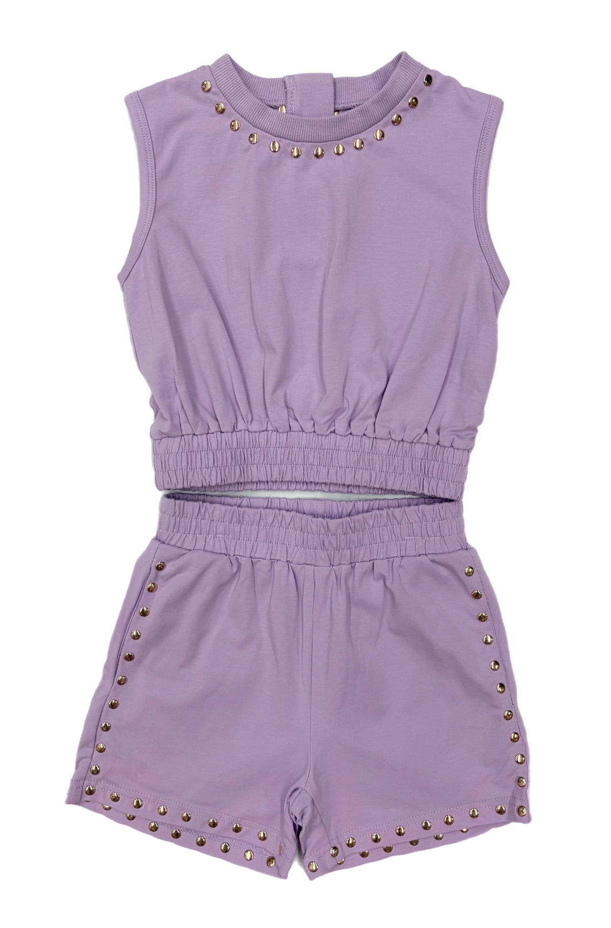 Lulu Bebe Sleeveless Studded Short Set-Lavender