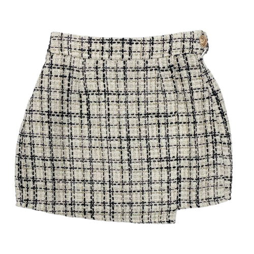 Little Olin Tweed Ruffle Skort-Black/White/Gold