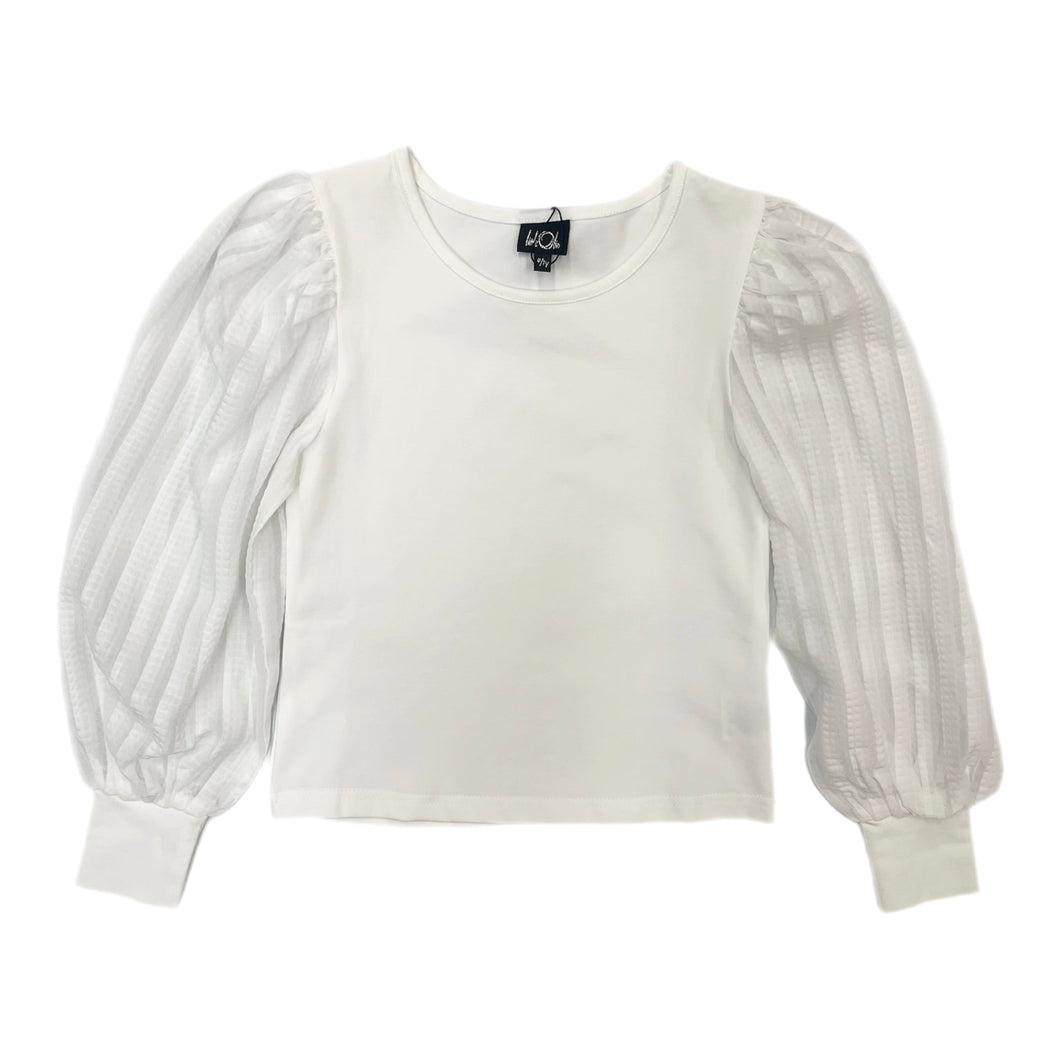 Little Olin White Textured L/S Top