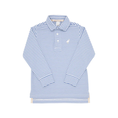 TBBC L/S Prim & Proper Polo-Park City Periwinkle Stripe