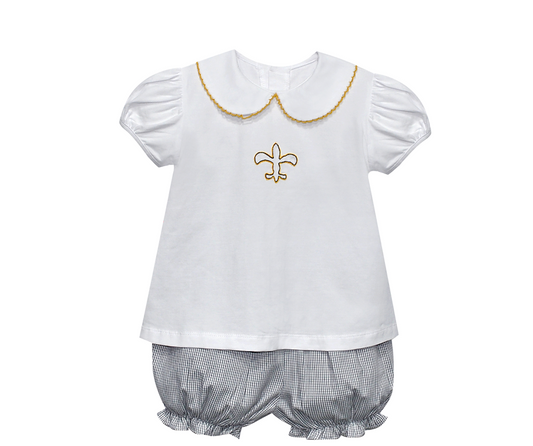 Southern Saturday Fleur de Lis Knit Girl Bloomer Set