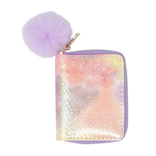 Shiny Tie Dye Mermaid Scale Wallet-Purple