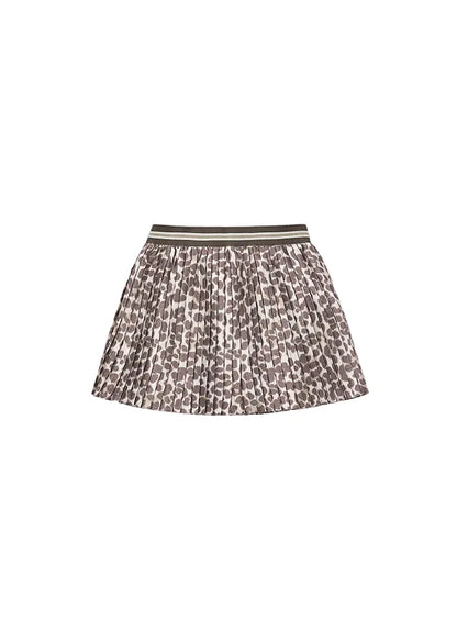 Mayoral Chestnut Pleated Skirt - Animal Print