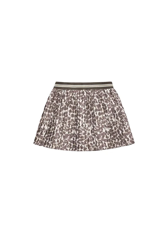 Mayoral Chestnut Pleated Skirt - Animal Print