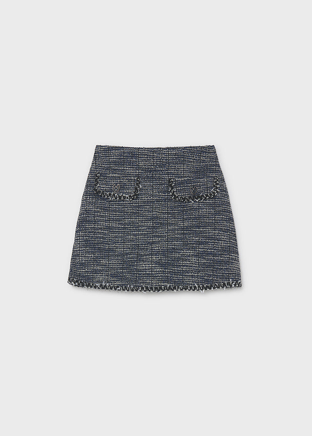 Mayoral Tweed Knit Skort-Navy