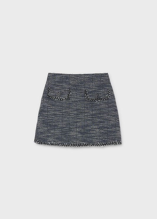 Mayoral Tweed Knit Skort-Navy