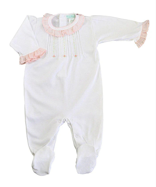 Baby Threads Rose Vine Pima Footie-White