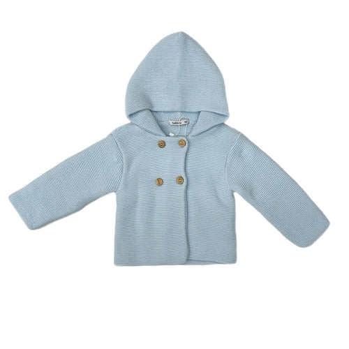 Babidu Sweater Knit Hooded Coat-Sky Blue