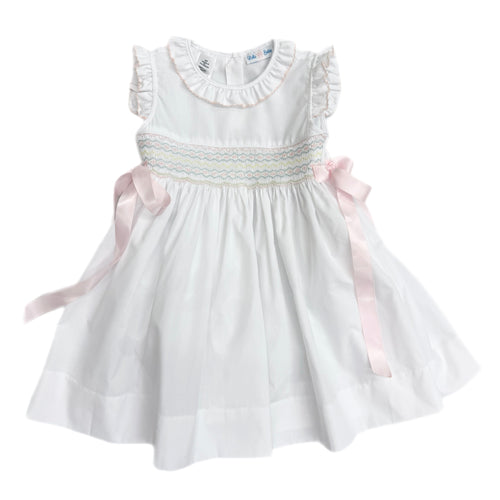 Lulu Bebe Classic Pastel Smocked Dress w/ Ribbons