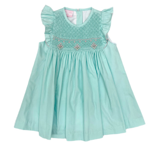 Petit Bebe Caroline Aqua Poplin Sleeveless Dress