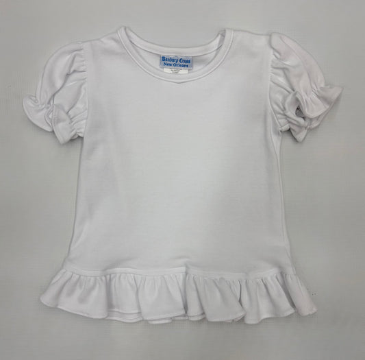 Banbury Ruffle Bottom S/S Knit Blouse