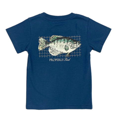 Properly Tied Crappie SS Tee-River Blue