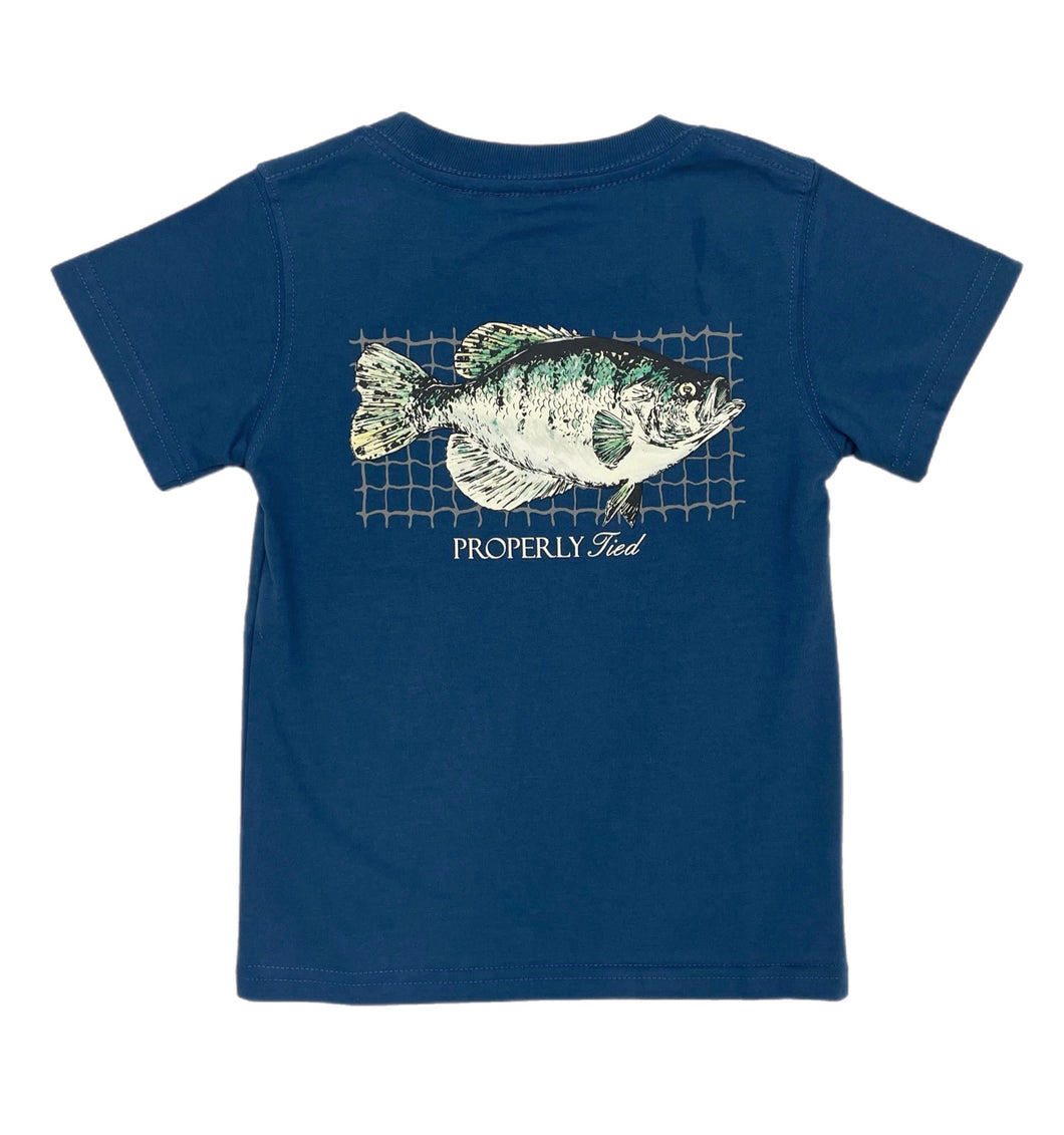 Properly Tied Crappie SS Tee-River Blue