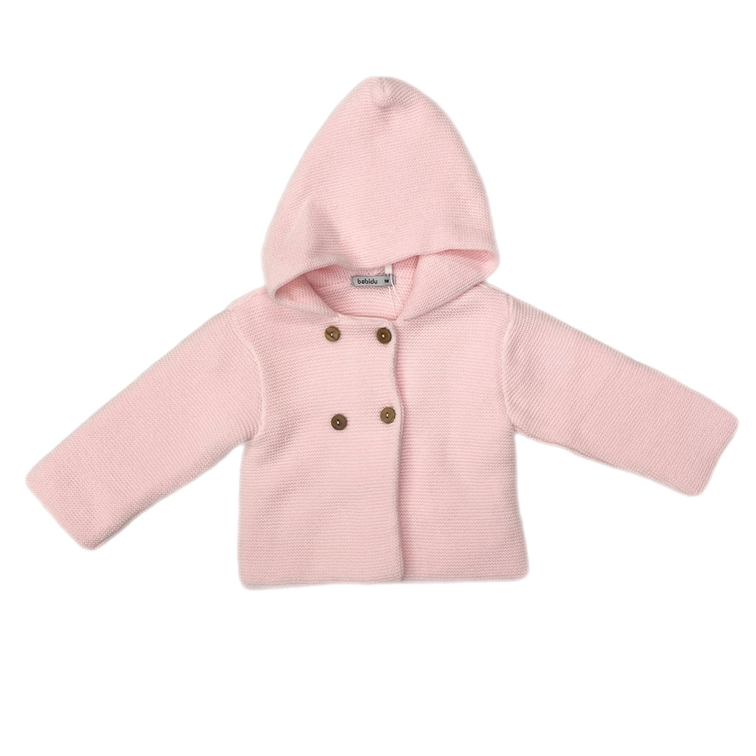 Babidu Sweater Knit Hooded Coat-Pink