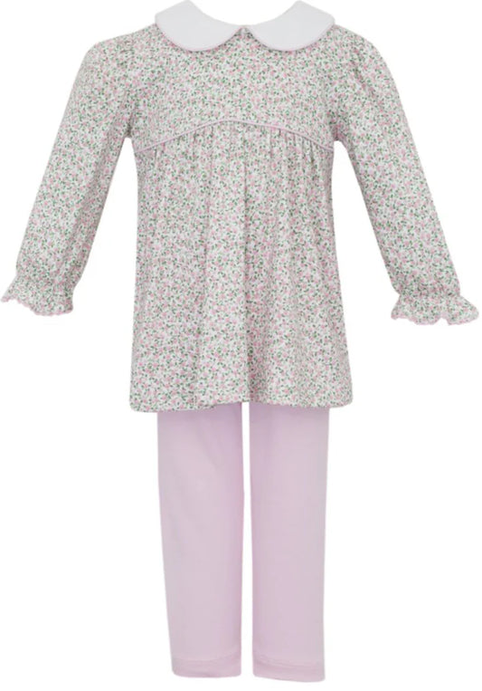 Petit Bebe Pink Knit Liberty Floral L/S Legging Set