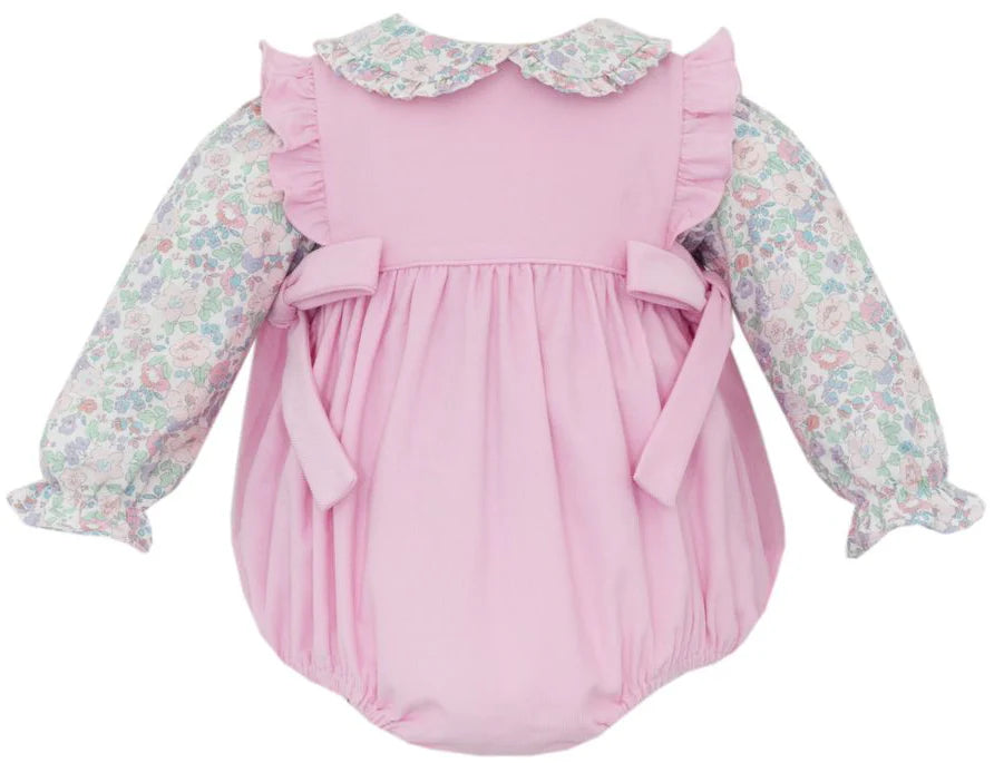 Petit Bebe Pink Corduroy Bubble w/ Liberty Print Blouse