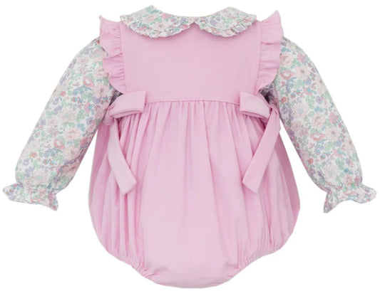 Petit Bebe Pink Corduroy Bubble w/ Liberty Print Blouse