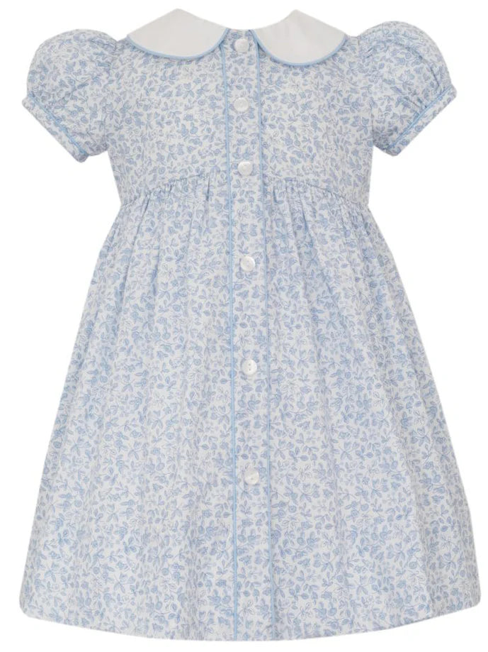 Petit Bebe Lt. Blue Floral Button Down Dress w/ Collar