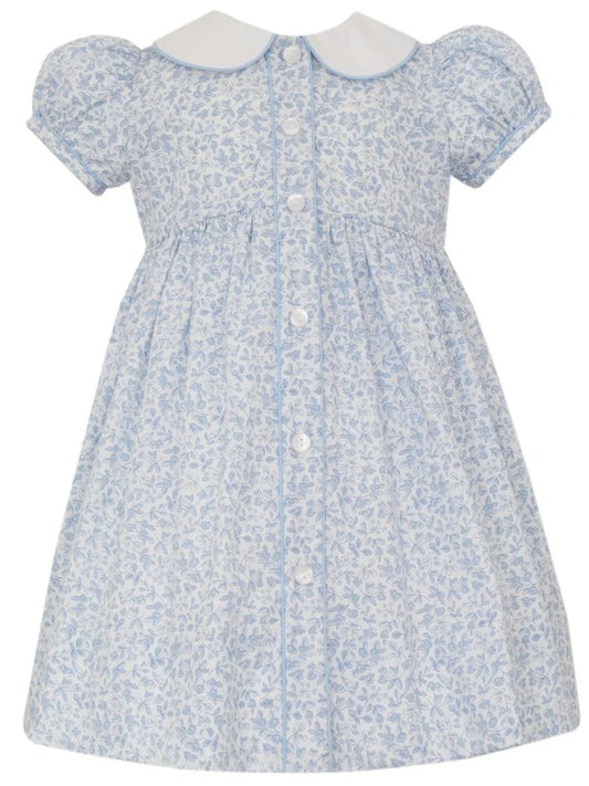 Petit Bebe Lt. Blue Floral Button Down Dress w/ Collar
