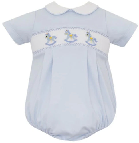 Petit Bebe Rocking Horses Knit Bubble-Lt. Blue