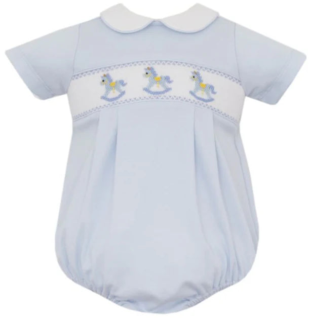 Petit Bebe Rocking Horses Knit Bubble-Lt. Blue