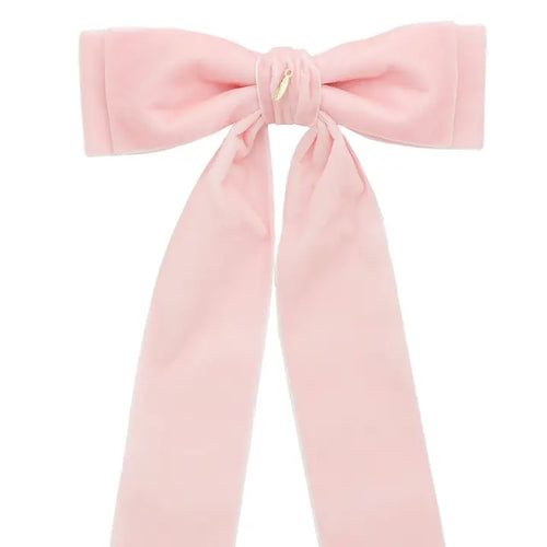 Madeline Velvet Long Tail Bow-Lt. Pink