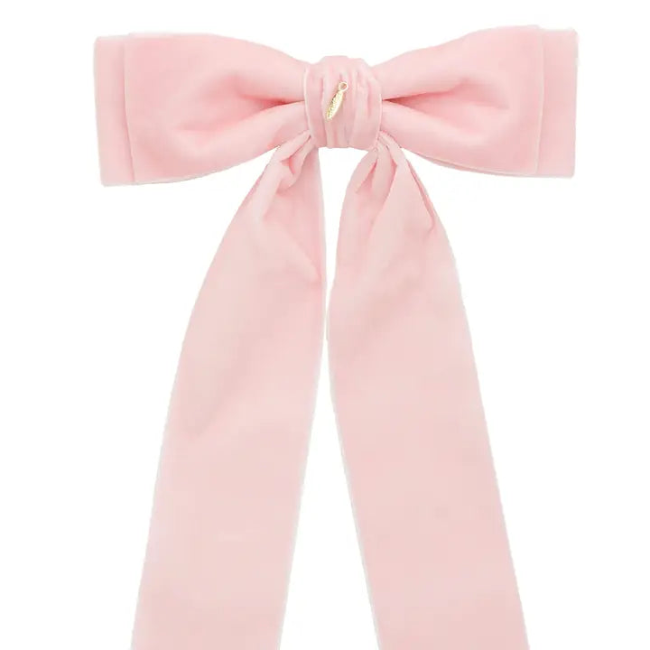 Madeline Velvet Long Tail Bow-Lt. Pink