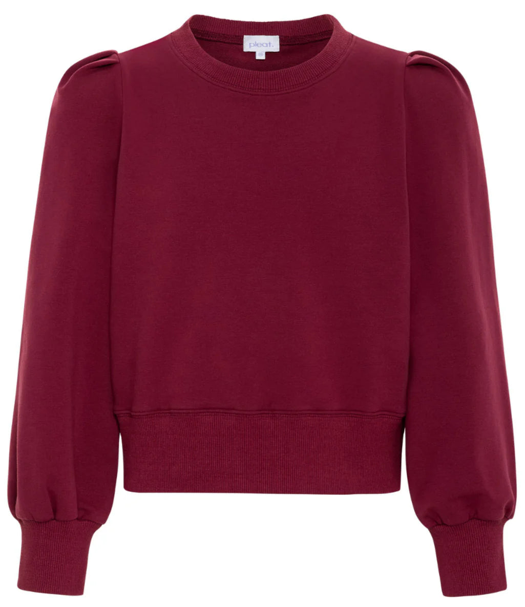 Pleat Jane Sweatshirt-Cranberry