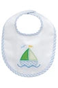 3 Marthas Sailboat Applique Basic Bib, Blue