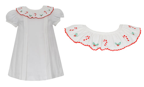 Anavini Candy Cane Embroidered Collar Dress