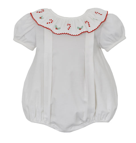 Anavini Candy Cane Embroidered Corduroy Girl Bubble