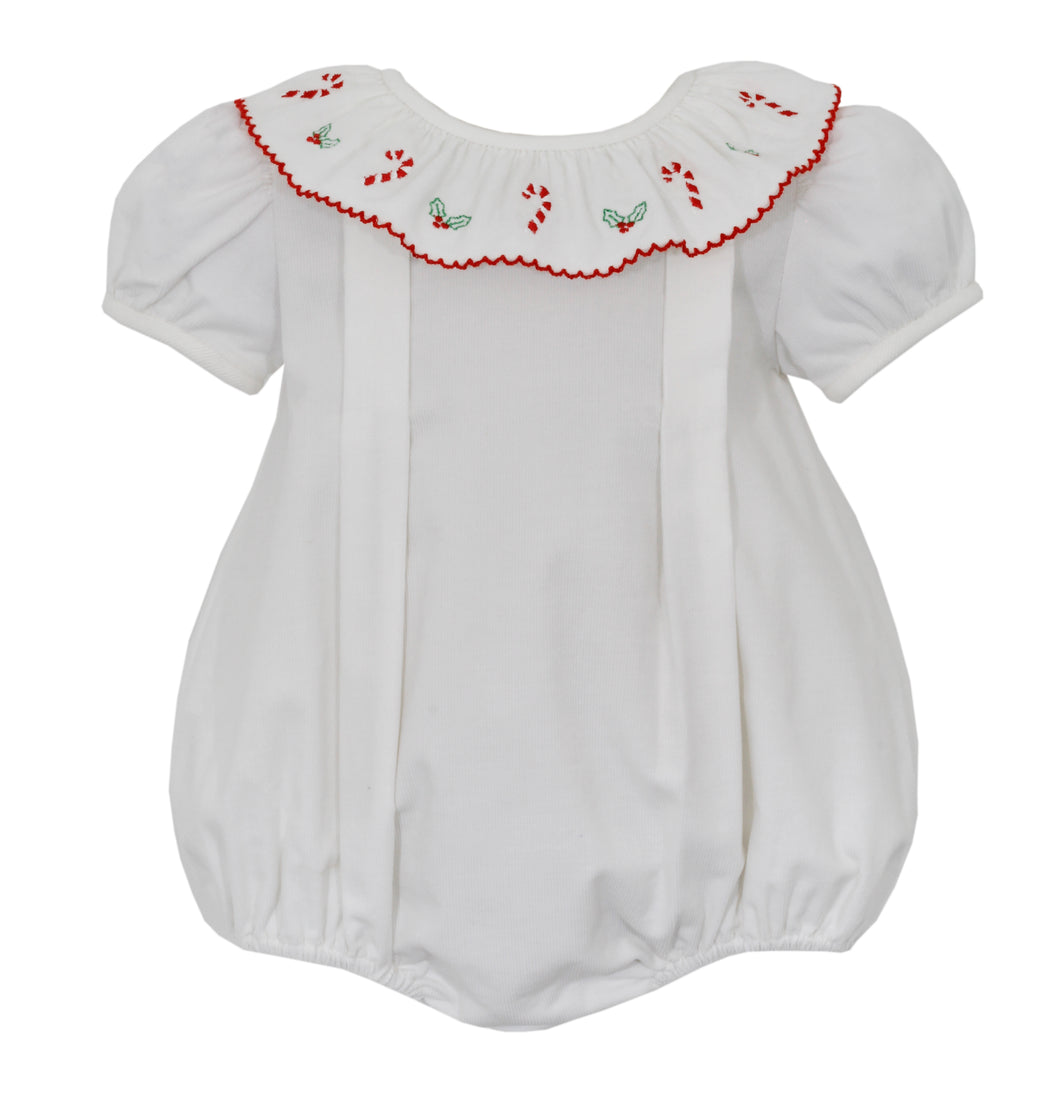 Anavini Candy Cane Embroidered Corduroy Girl Bubble