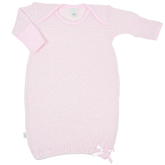 Paty Lap Shoulder Gown-Pink w/ Pink Trim
