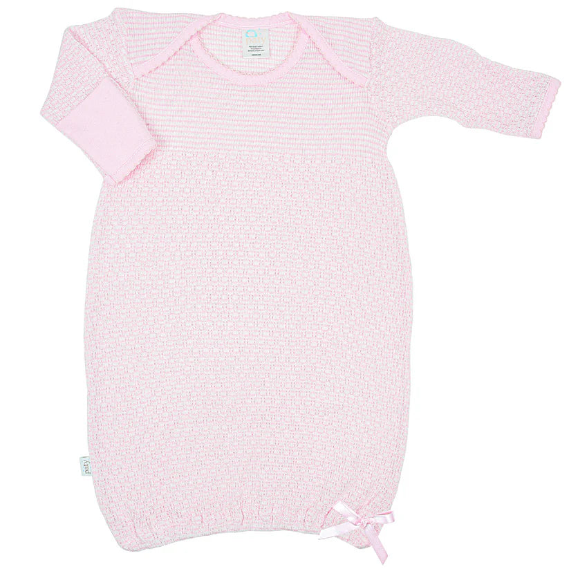 Paty Lap Shoulder Gown-Pink w/ Pink Trim