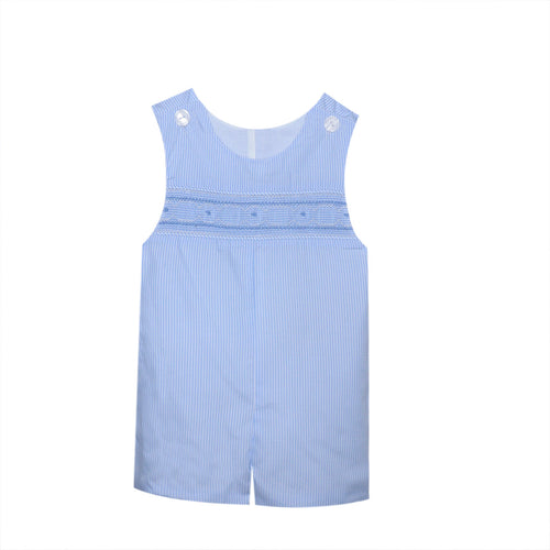 RN Blue Striped Smocked Shortall