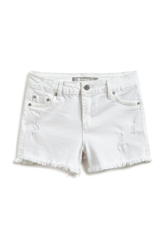 Tractr Brittany 5 Pocket Fray Shorts-White