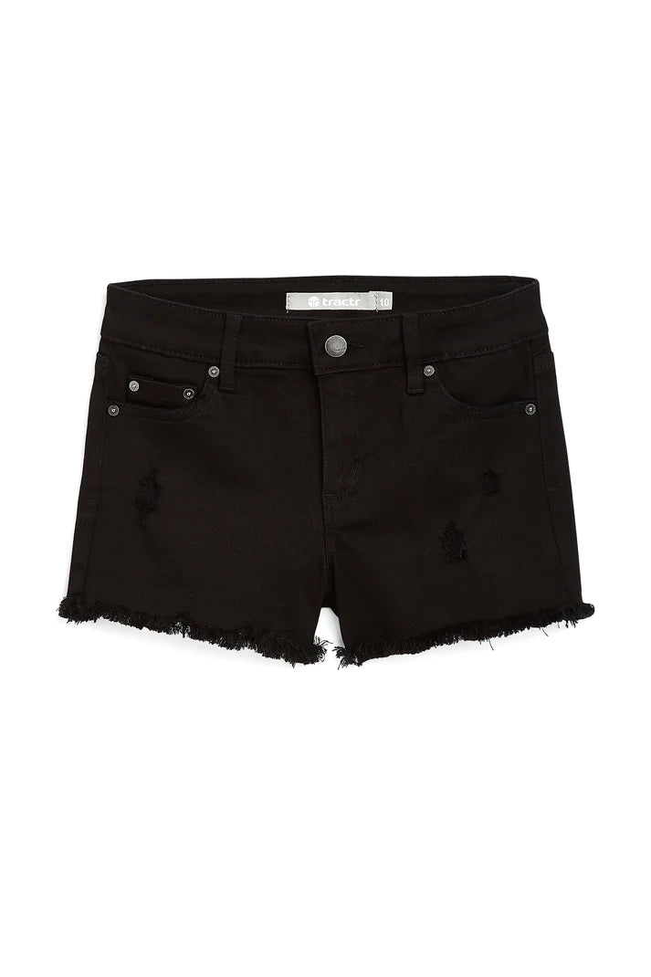 Tractr Brittany 5 Pocket Fray Shorts-Black