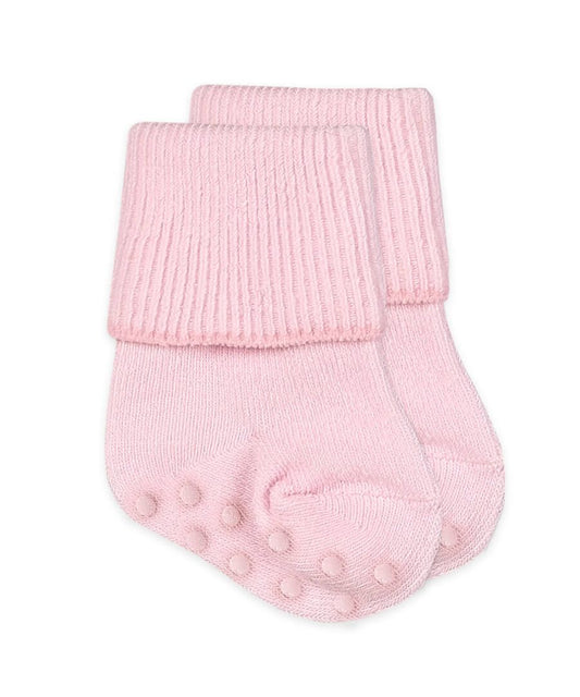 Jefferies Pink Non-Skid Fold Over Socks