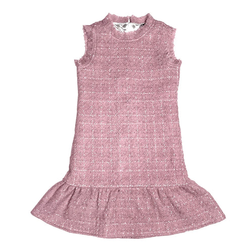 Little Olin Lavender Tweed Ruffle Dress