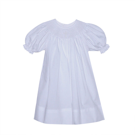 Baby Sen Georgia Cross Bishop Dress-White