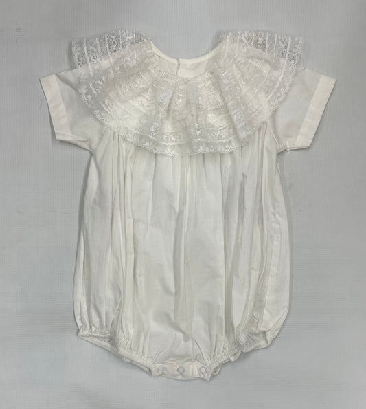 P & R Brooks Lace Collar Boy Bubble-White