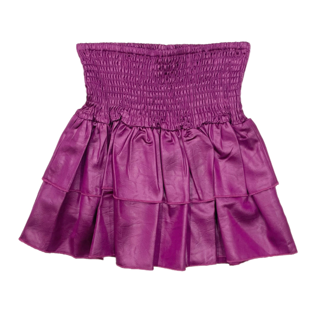 Little Olin Fuchsia Metallic Smocked Ruffle Mini Skirt