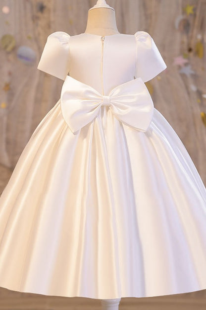 Little Naive Satin S/S Dress w/ Mesh Detail